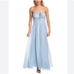 NWT Yumi Kim Michelle Maxi Dress In Glitter Blue Dot Foil
